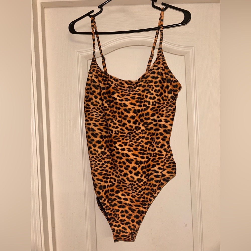 Leopard print one piece swimsuit